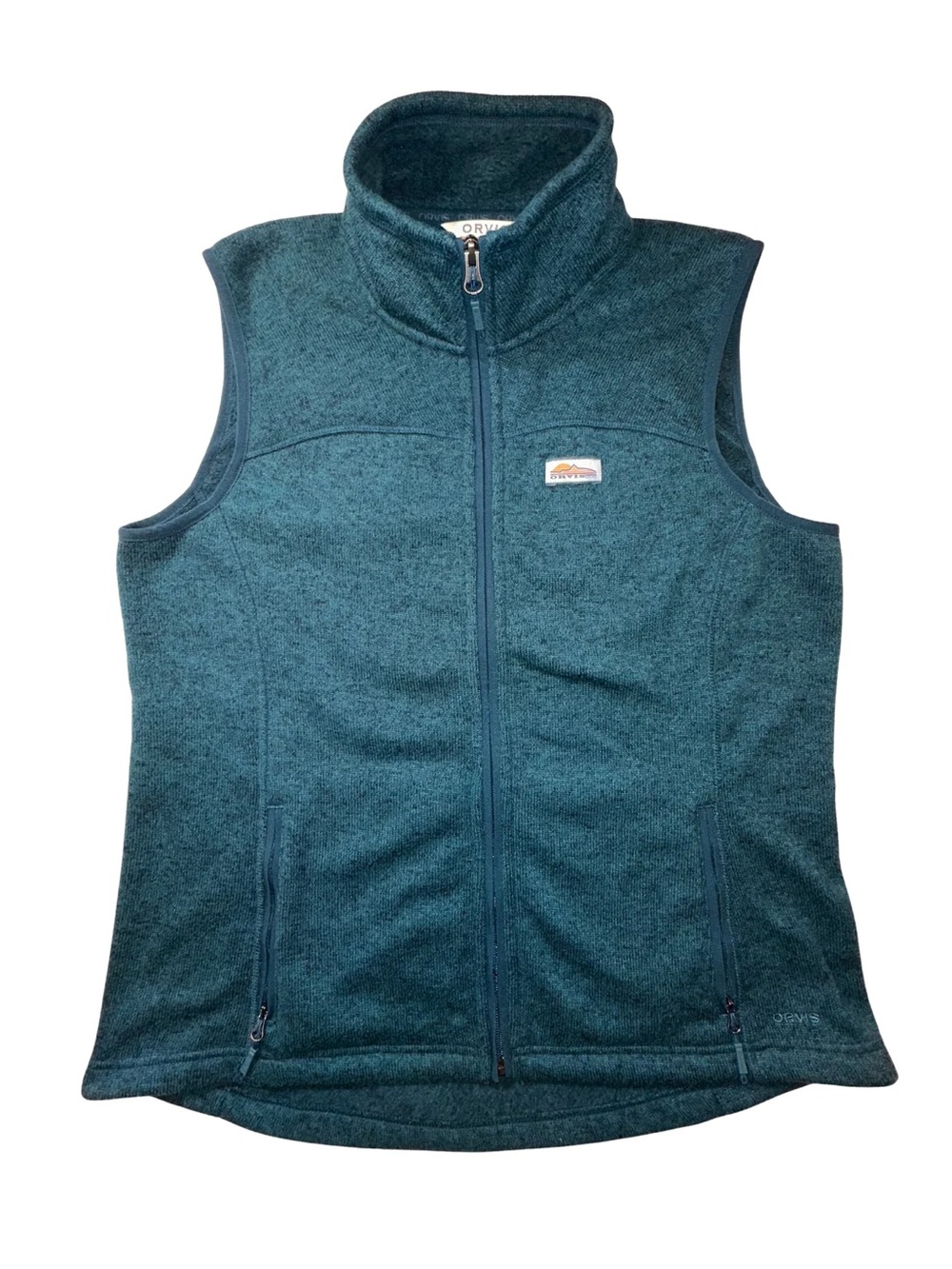 Orvis Women’s Large Recycled Sweater Fleece Full Zip Vest Teal Blue